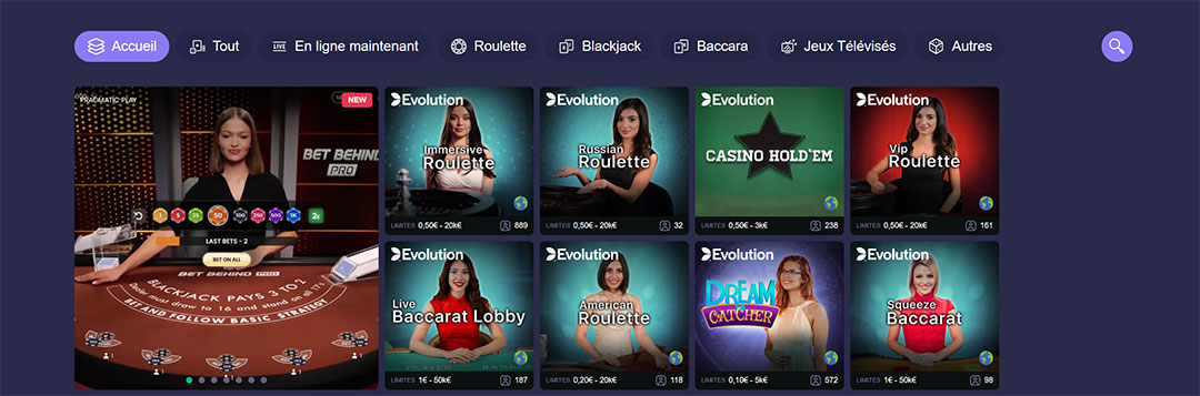 croupiers en direct opabet casino